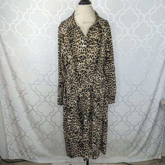 City Chic Black Tan Leopard Twist Midi Dress - Picture 2 of 9
